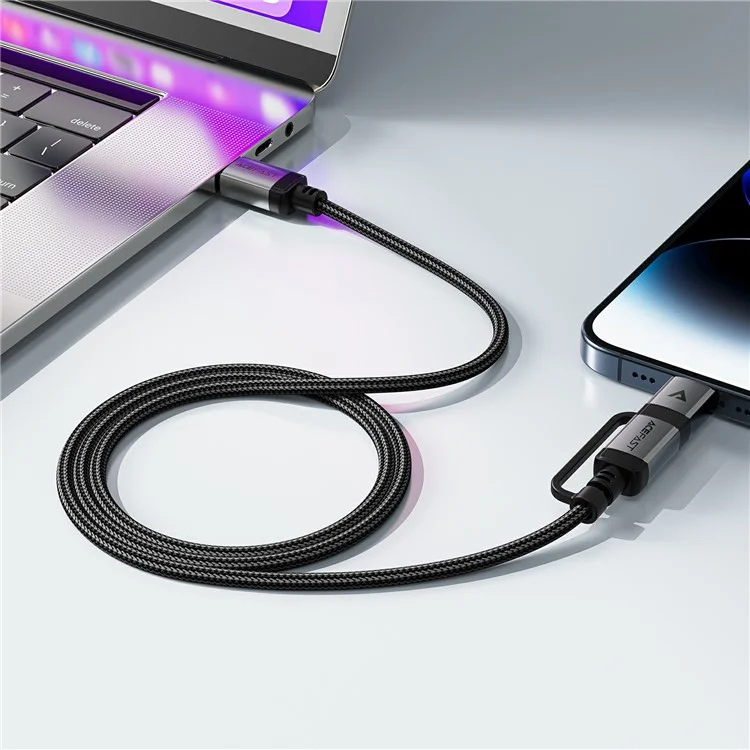 Кабель ACEFAST C20-01 USB-C на USB-C + iP с плетеным покрытием, поддерживающий быструю зарядку 60 Вт