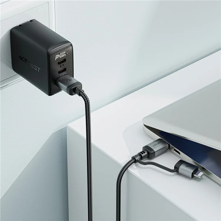 Кабель ACEFAST C20-01 USB-C на USB-C + iP с плетеным покрытием, поддерживающий быструю зарядку 60 Вт