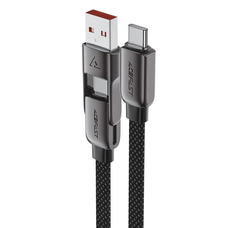 ACEFAST C13-05 0.2m USB-A / USB-C to USB-C Charging Data Cable Braided Zinc Alloy Cord