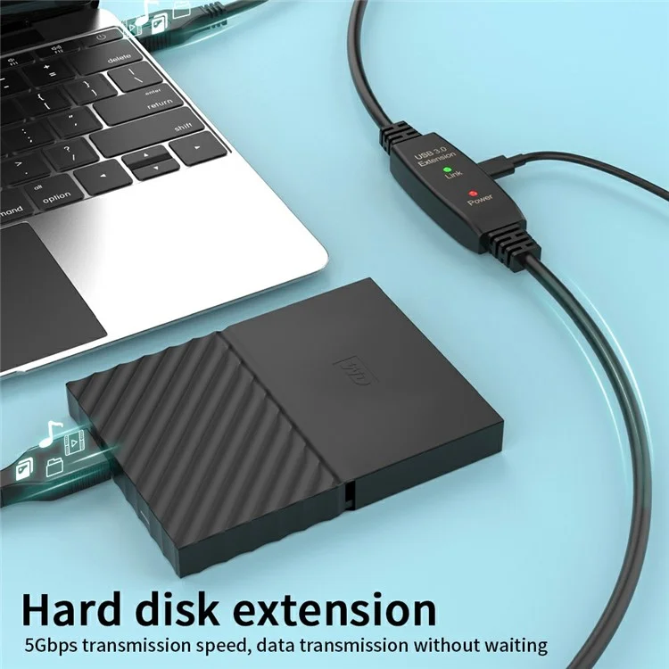 U3AA 15m USB3.0 Male to Male PVC Extension Cable for Conference Camera Mouse Scanner