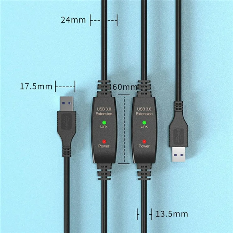 U3AA 15m USB3.0 Male to Male PVC Extension Cable for Conference Camera Mouse Scanner