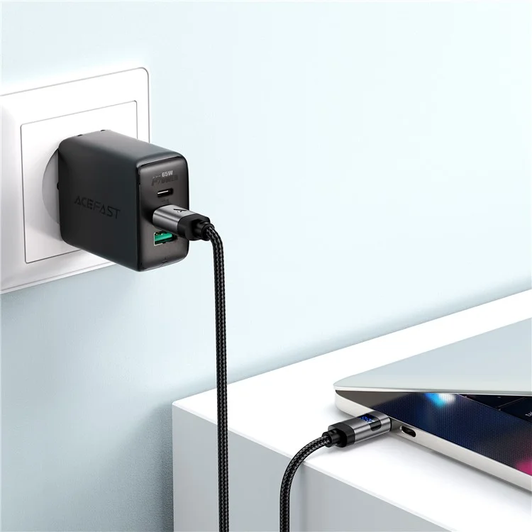 ACEFAST C15-03 1,2 m USB-C auf USB-C Ladekabel mit LED-Leistungsanzeige und geflochtener Datenkabel
