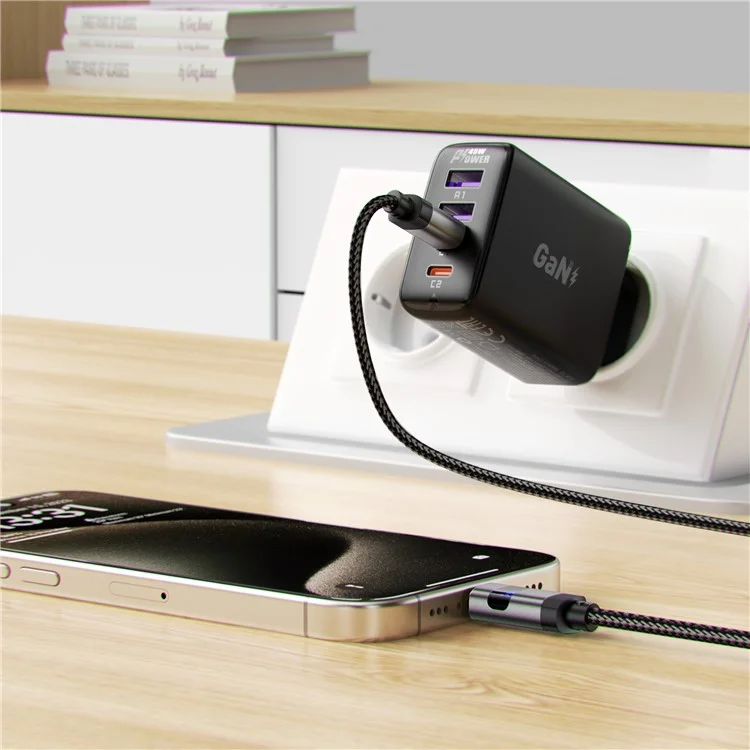 ACEFAST C15-03 1,2 m USB-C auf USB-C Ladekabel mit LED-Leistungsanzeige und geflochtener Datenkabel
