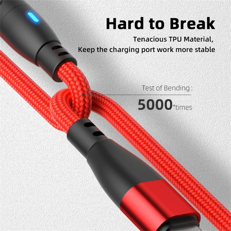 E9 2m USB-C to USB-C 60W 9-Pin Magnetic Charging Cable 540-Degree Rotation Nylon Braided Data Cable - Red