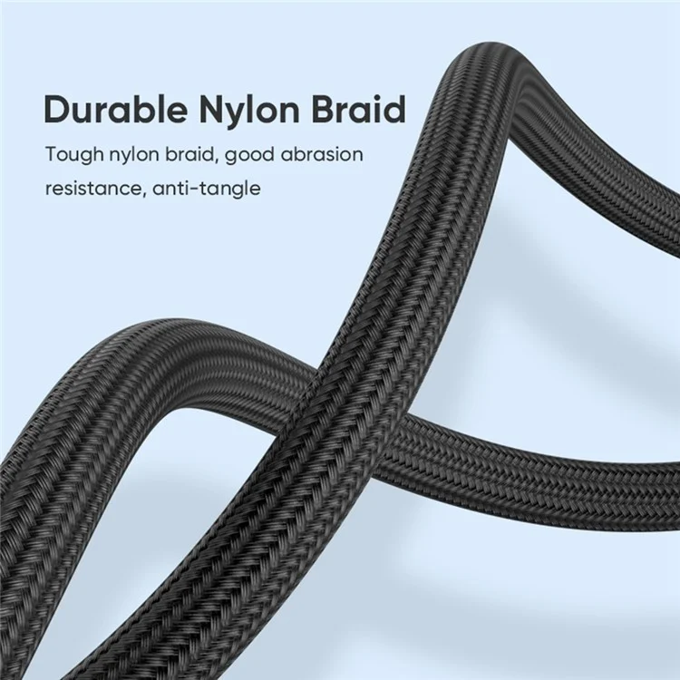 E7 2m USB-C to USB-C 60W 7-Pin Magnetic Charging Cable 540-Degree Rotation Nylon Braided Data Cable - Black