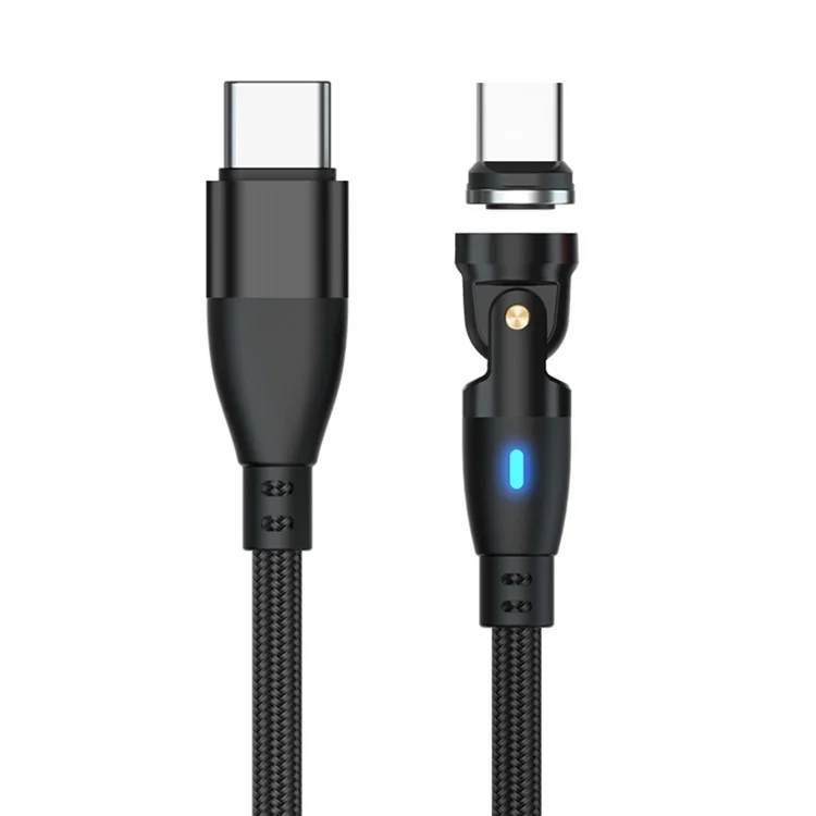 E9 1m USB-C to 8-Pin Charging Cable 9-Pin Magnetic 540-Degree Rotation Nylon Braided Data Cable - Black