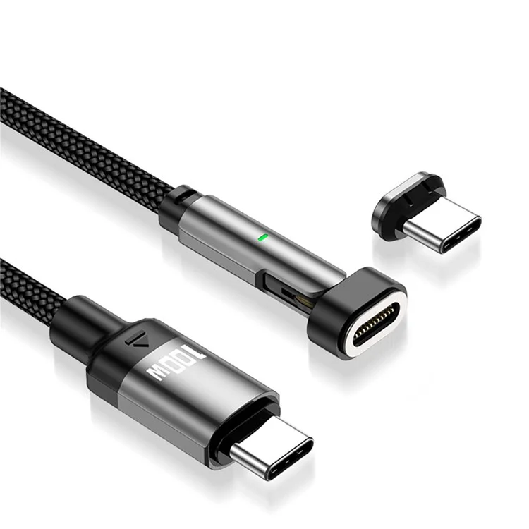 Тип-C 180° вращающийся магнитный зарядный кабель PD100W USB C к USB C 2M нейлоновый плетеный кабель быстрой зарядки данных с индикатором LED