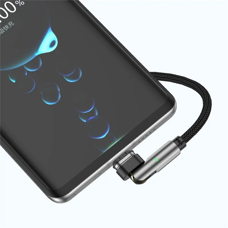 Тип-C 180° вращающийся магнитный зарядный кабель PD100W USB C к USB C 2M нейлоновый плетеный кабель быстрой зарядки данных с индикатором LED
