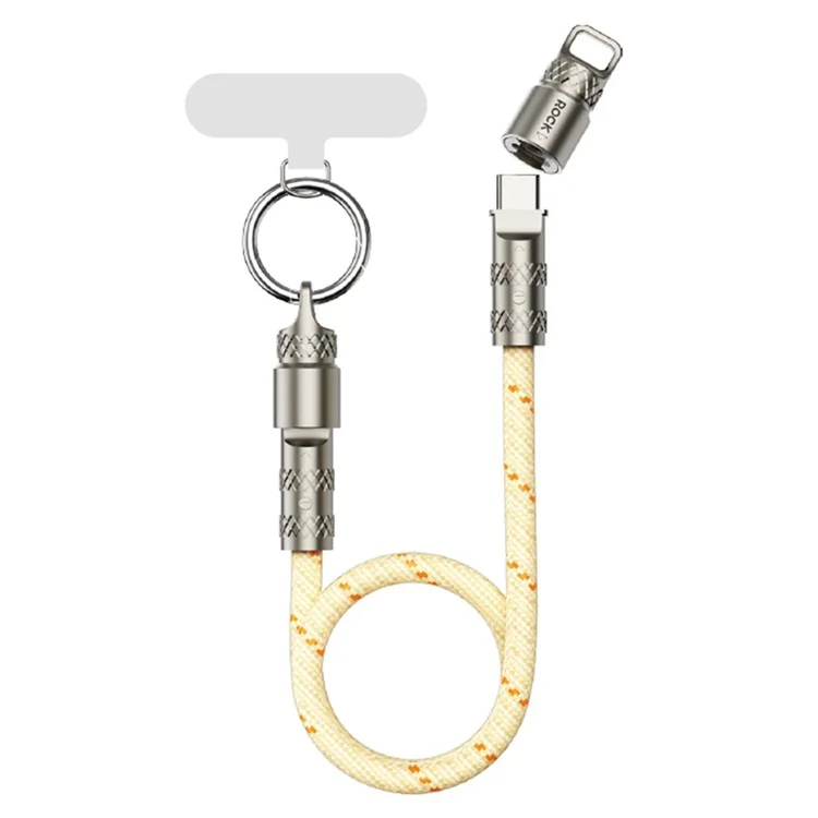 ROCK 30cm Telefonband Typ-C auf Typ-C Kabel 60W Schnellladung Zinklegierung Datenkabel - Beige