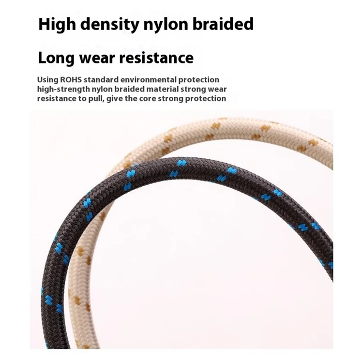 ROCK 30cm Telefonband Typ-C auf Typ-C Kabel 60W Schnellladung Zinklegierung Datenkabel - Beige