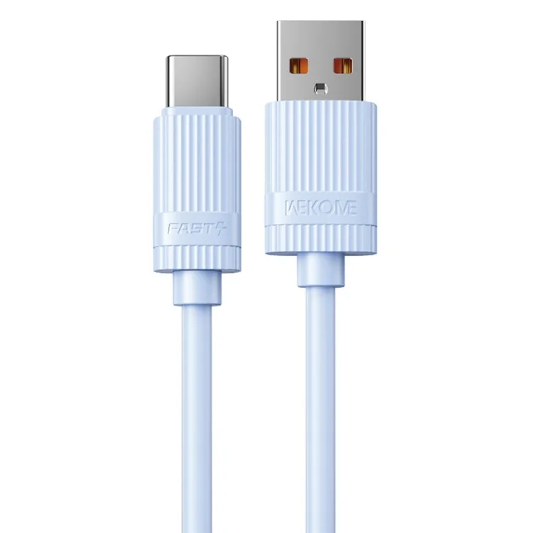 Кабель WEKOME WDC-52a USB Type-C 66 Вт 480 Мбит/с с эластичным жидким силиконовым покрытием для быстрой зарядки и передачи данных - синий