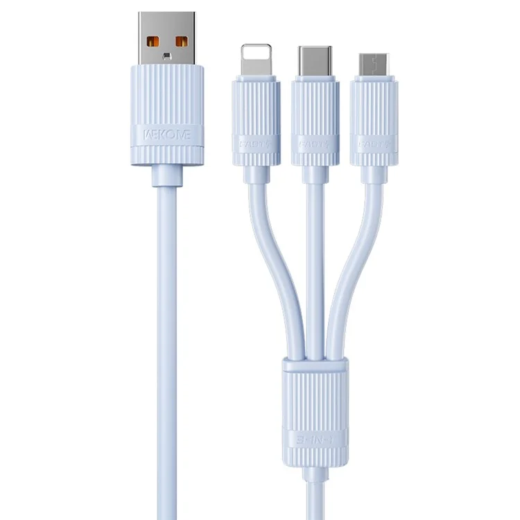 WEKOME WDC-56 3 In 1 Cable 66W 480Mbps Elastic Liquid Silicone Fast Charging Data Cable - Blue