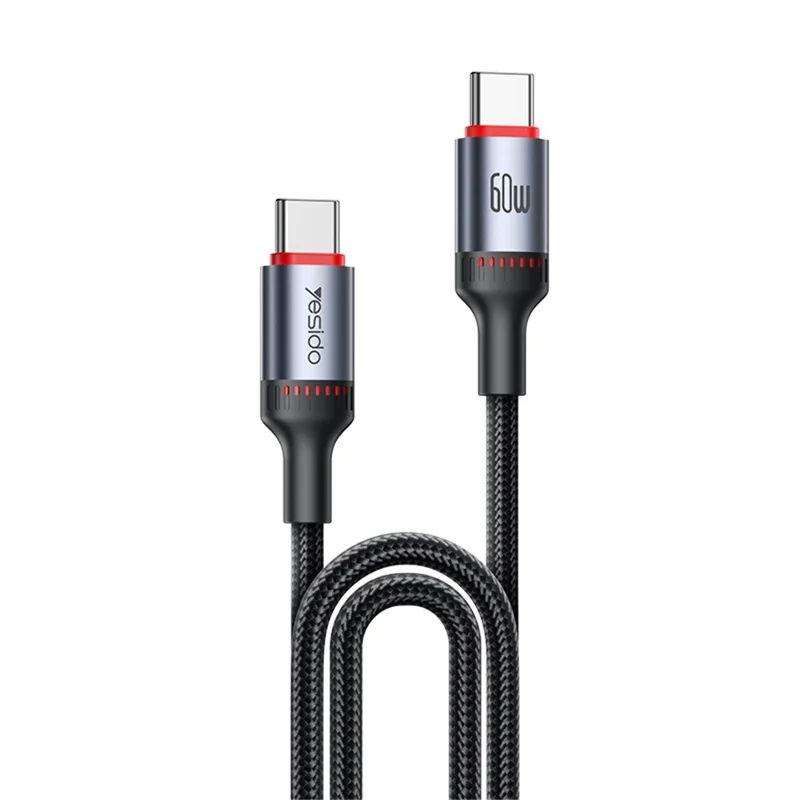 YESIDO CA181 1.2m USB C to USB C 60W Fast Charging Cable Aluminum Alloy Shell Data Cord