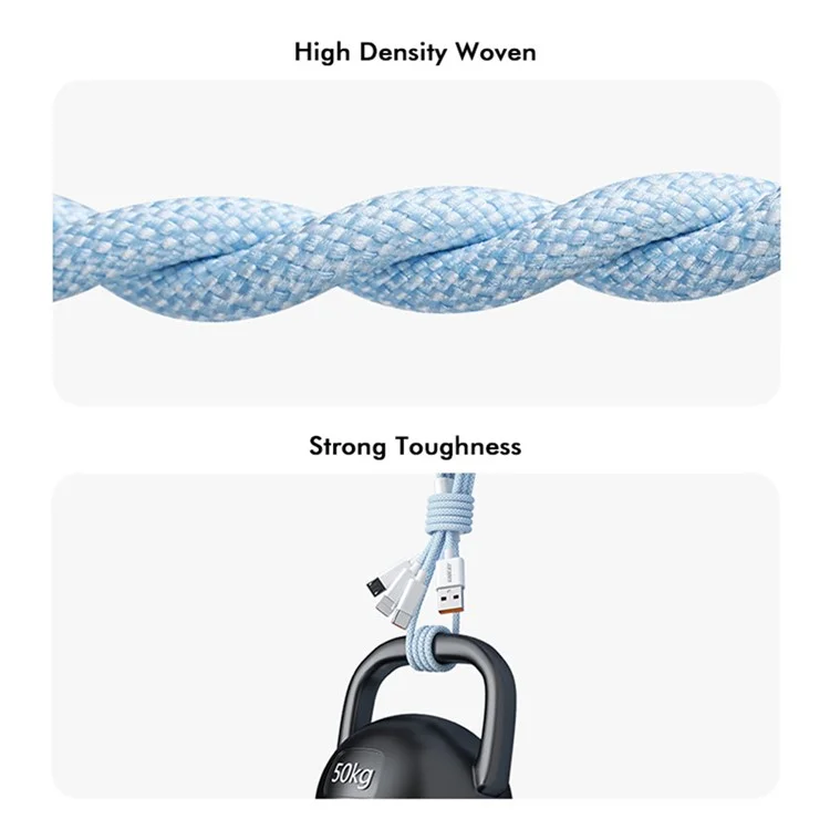 ENKAY Cable de carga y datos trenzado USB a Ip / Type-C / Micro USB de 60 W y 2 m - Azul