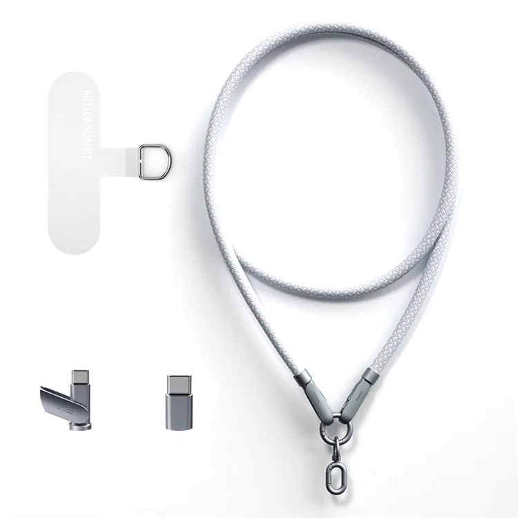 XUNDD XDDC-029 1.2m Crossbody Phone Lanyard 240W Charging Cable Type-C to Type-C Braided Cord - White