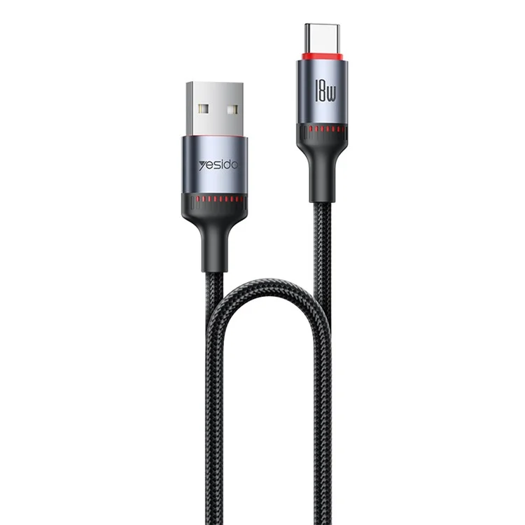 YESIDO CA129C 1.2m USB-C Cable 18W Fast Charging 3A Aluminum Alloy Data Sync Cord