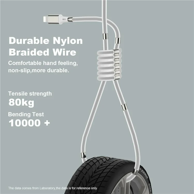 1m 2.4A Fast Charging Cable Magnetic Storage USB-C to USB-C 60W Data Cord