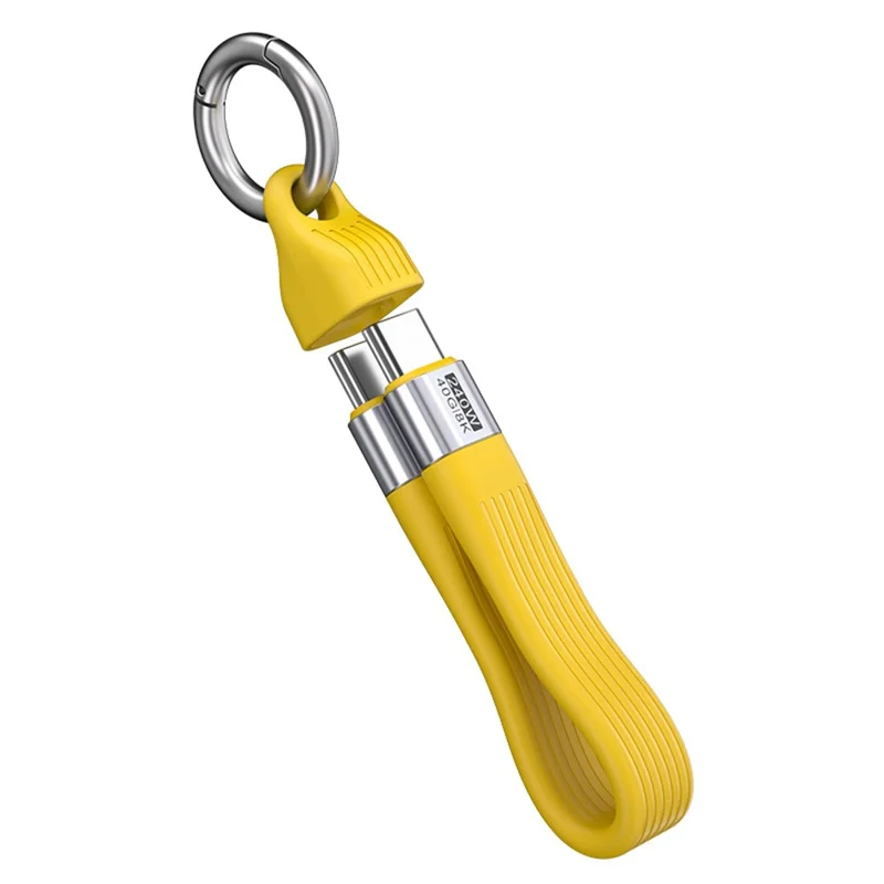 Type C to Type C  PD 240W Fast Charging 8K 60Hz Keychain Wire USB 4.0 Flexible Data Cable - Yellow