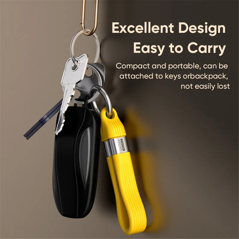 Type C to Type C  PD 240W Fast Charging 8K 60Hz Keychain Wire USB 4.0 Flexible Data Cable - Yellow