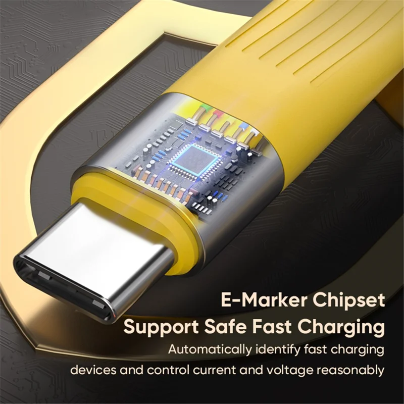 Type C to Type C  PD 240W Fast Charging 8K 60Hz Keychain Wire USB 4.0 Flexible Data Cable - Yellow