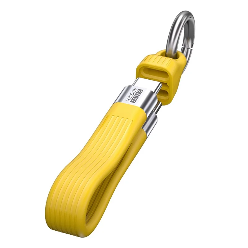 Type C to Type C  PD 240W Fast Charging 8K 60Hz Keychain Wire USB 4.0 Flexible Data Cable - Yellow