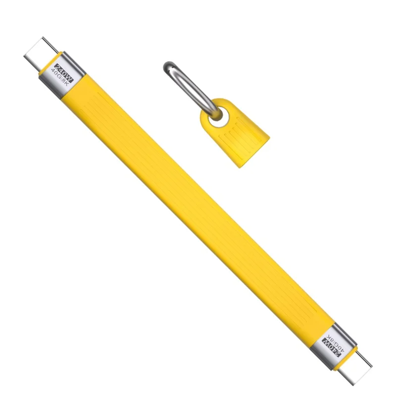 Type C to Type C  PD 240W Fast Charging 8K 60Hz Keychain Wire USB 4.0 Flexible Data Cable - Yellow