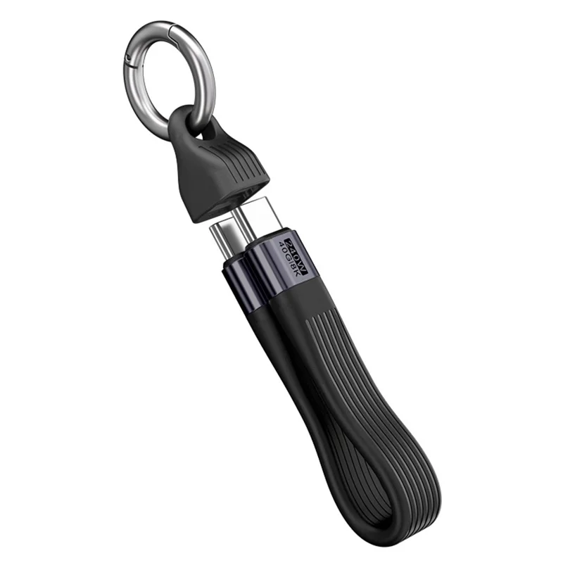 Type C to Type C  PD 240W Fast Charging 8K 60Hz Keychain Wire USB 4.0 Flexible Data Cable - Black