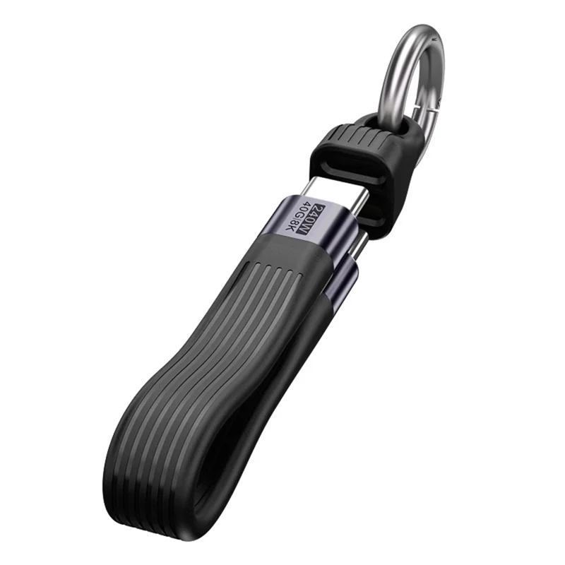 Type C to Type C  PD 240W Fast Charging 8K 60Hz Keychain Wire USB 4.0 Flexible Data Cable - Black