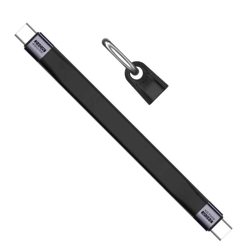 Type C to Type C  PD 240W Fast Charging 8K 60Hz Keychain Wire USB 4.0 Flexible Data Cable - Black