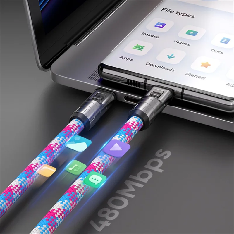 30cm Detachable Type C to Type C Data Cable Phone Lanyard PD 240W Fast Charging Wire - Blue