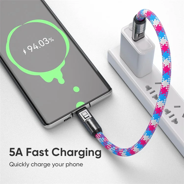 Type-C to Type-C 240W PD Super Fast Charging Cable Phone Lanyard 2 in 1 Data Cord 1.2m with Tether Tab - Blue