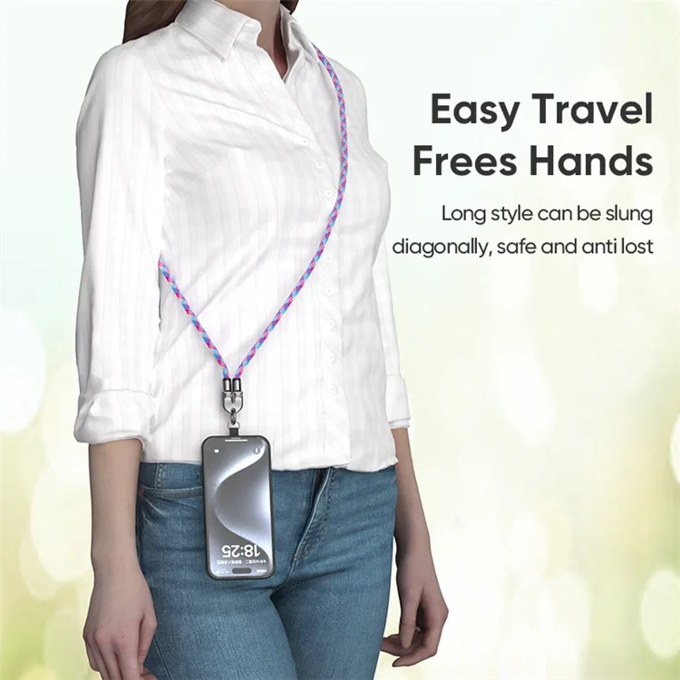 Type-C to Type-C 240W PD Super Fast Charging Cable Phone Lanyard 2 in 1 Data Cord 1.2m with Tether Tab - Blue
