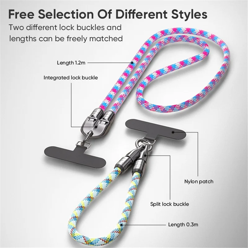 Type-C to Type-C 240W PD Super Fast Charging Cable Phone Lanyard 2 in 1 Data Cord 1.2m with Tether Tab Detachable Design - Black