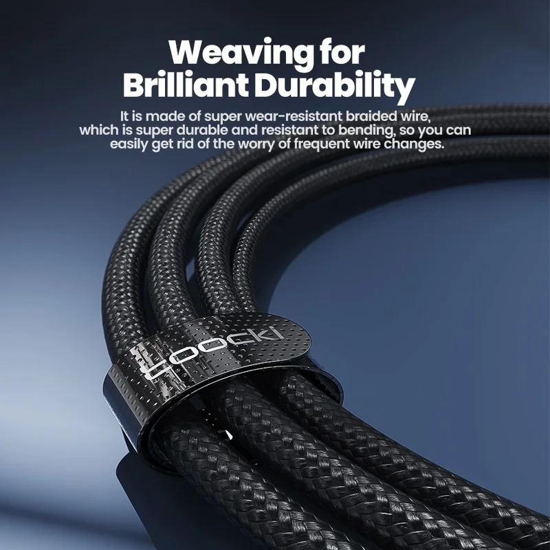 TOOCKI TQ-X34 1m USB A to Type C Braided Wire Smart Display 6A Fast Charging Data Cable - Purple