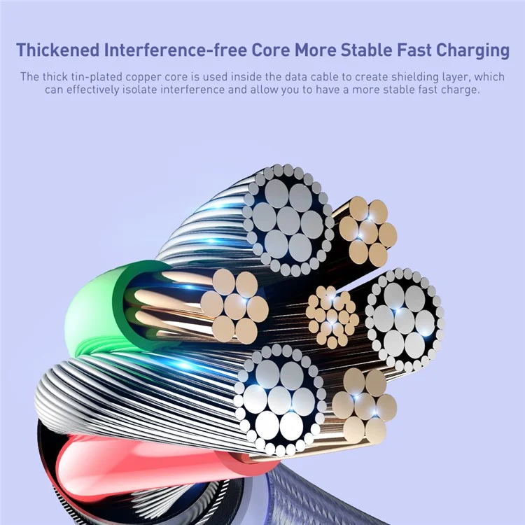 TOOCKI TQ-X16 2m USB to Micro USB Cable 2.4A Fast Charging Data Sync Braided Cord for Smartphones - Purple
