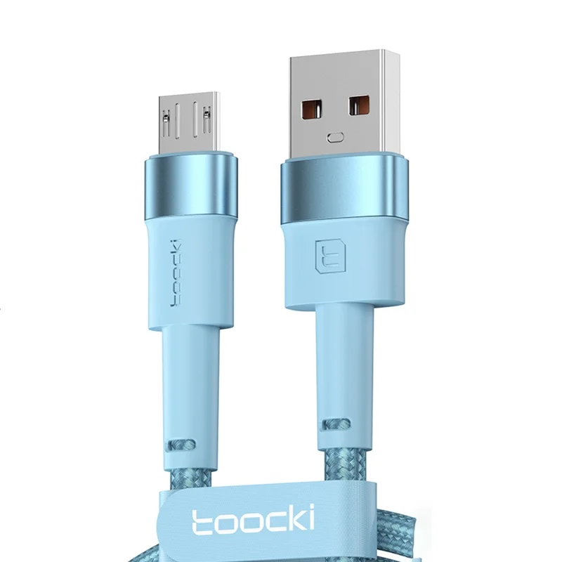 TOOCKI TQ-X16 2m USB to Micro USB Cable 2.4A Fast Charging Data Sync Braided Cord for Smartphones - Blue