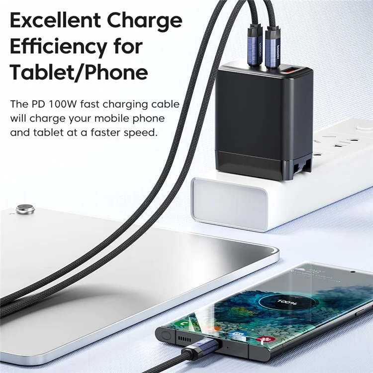 TOOCKI TQ-X24 2m USB-C auf USB-C Kabel 60W PD Schnellladekabel Datensynchronisationskabel für Laptop / Smartphone - Grau