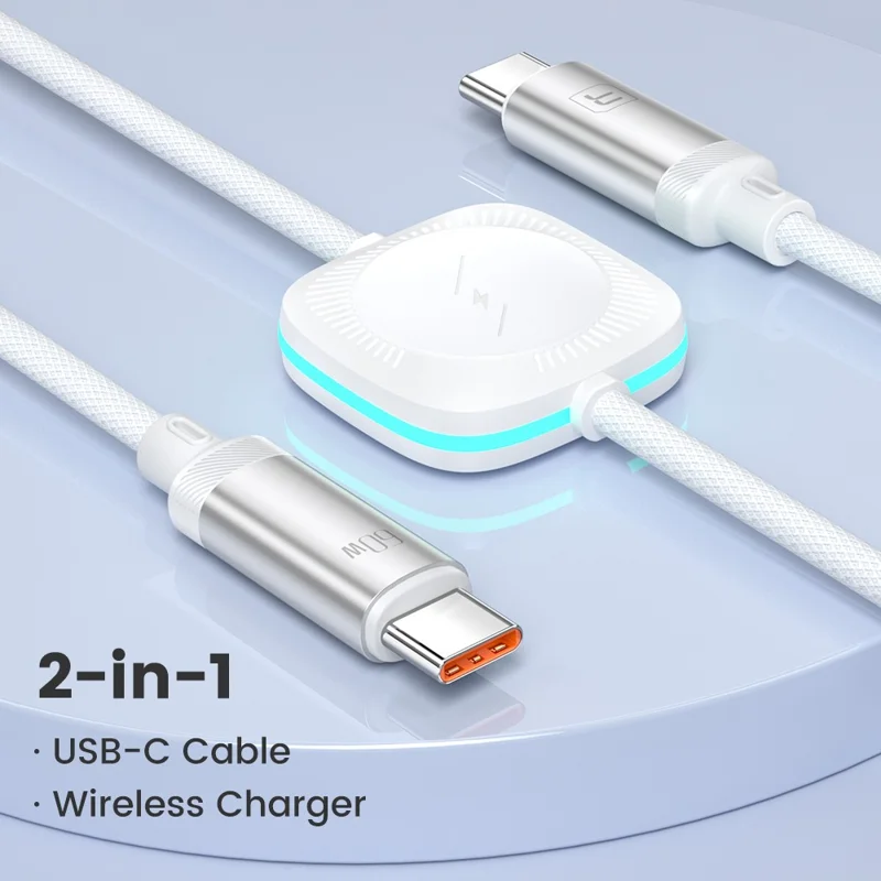 TOOCKI TQ-X49C3 Cable de carga rápida USB C a USB C PD de 60 W con cargador inalámbrico para Apple Watch, 1,2 m