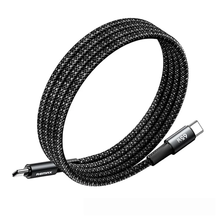 REMAX CB07 65W Câble magnétique USB-C Alliage d'aluminium tressé Cordon de charge rapide 1,2 m pour ordinateur portable / tablette / téléphone