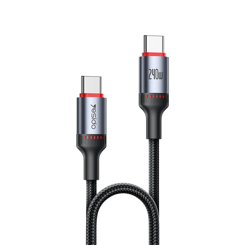 YESIDO CA185 Câble de Données de 1,2 m 240W USB C vers USB C Tressé pour Smartphone, Tablette et Ordinateur Portable