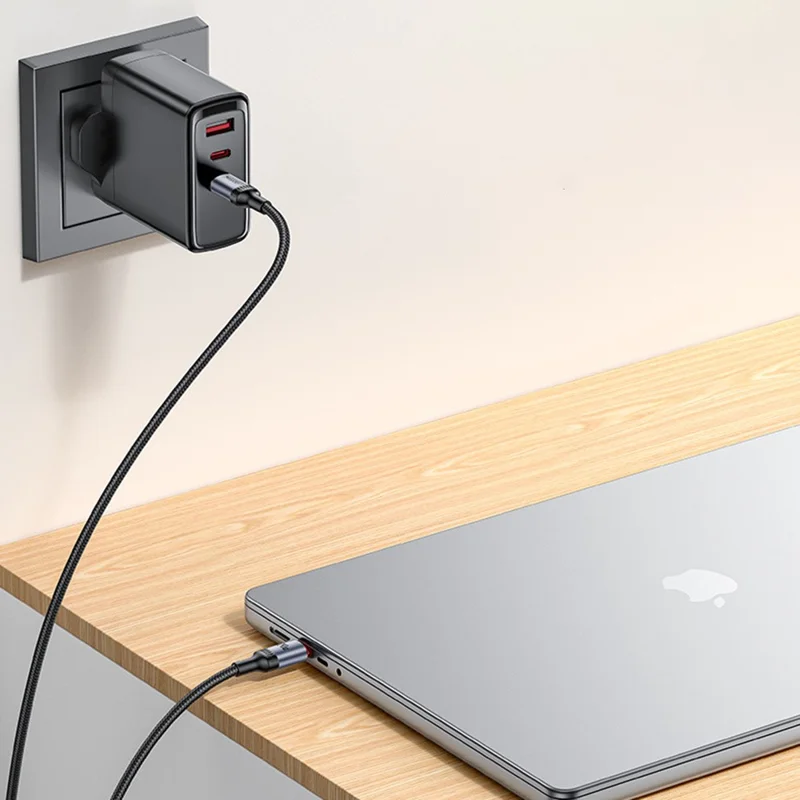 YESIDO CA185 Câble de Données de 1,2 m 240W USB C vers USB C Tressé pour Smartphone, Tablette et Ordinateur Portable