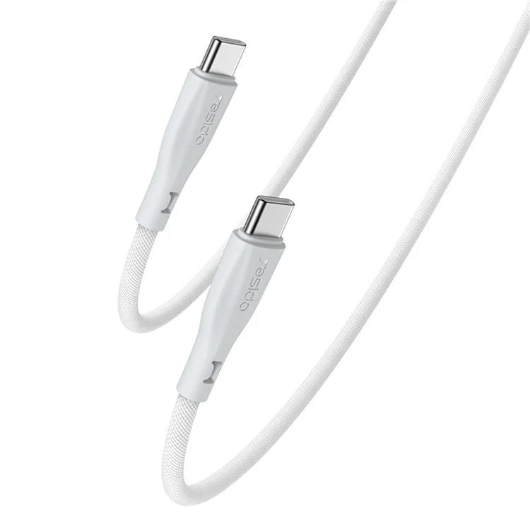 YESIDO CA168 1.2m Type C to Type C Braided Data Cable 60W Fast Charging USB C Wire - White