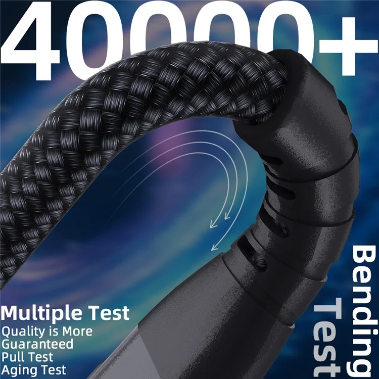 1m USB-C to USB-C Cable 100W 5A / 20V Nylon Braided Phone Tablet Fast Charging Digital Display Cord - Black