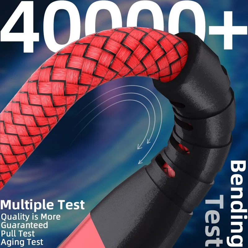3m USB-C to USB-C Cable 100W 5A / 20V Nylon Braided Phone Tablet Fast Charging Digital Display Cord - Red
