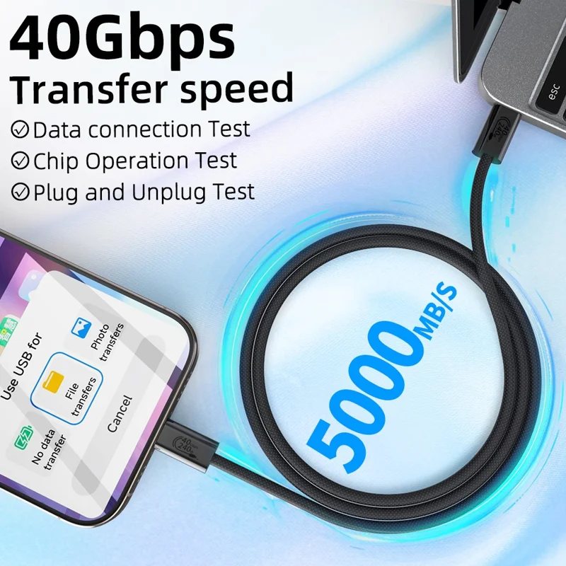 0.3m USB4 Type C Cable 240W PD Fast Charging 40Gbps High Speed Data Transfer Wire for Laptop / Phone