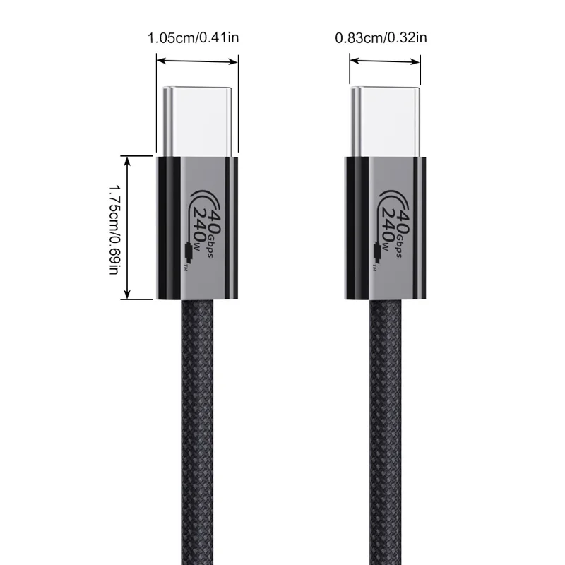 0.3m USB4 Type C Cable 240W PD Fast Charging 40Gbps High Speed Data Transfer Wire for Laptop / Phone