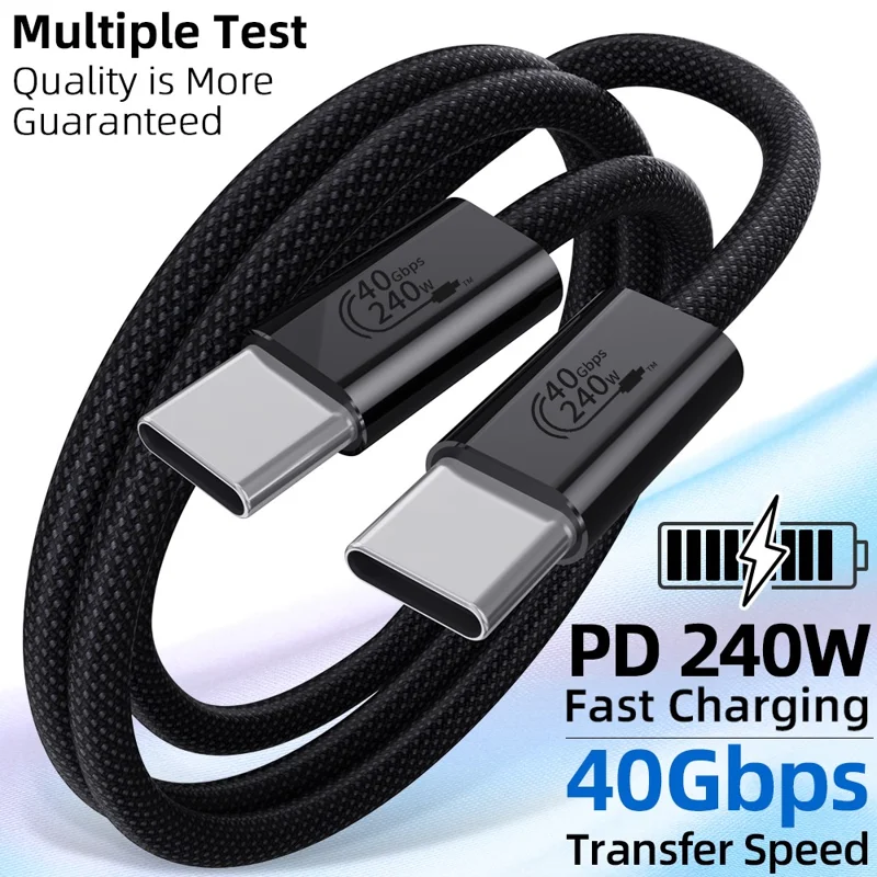 0.3m USB4 Type C Cable 240W PD Fast Charging 40Gbps High Speed Data Transfer Wire for Laptop / Phone