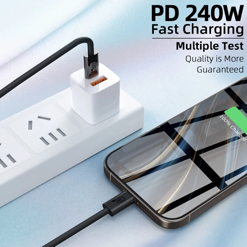 1m USB4 Type C Cable 240W PD Fast Charging 40Gbps High Speed Data Transfer Wire for Laptop / Phone