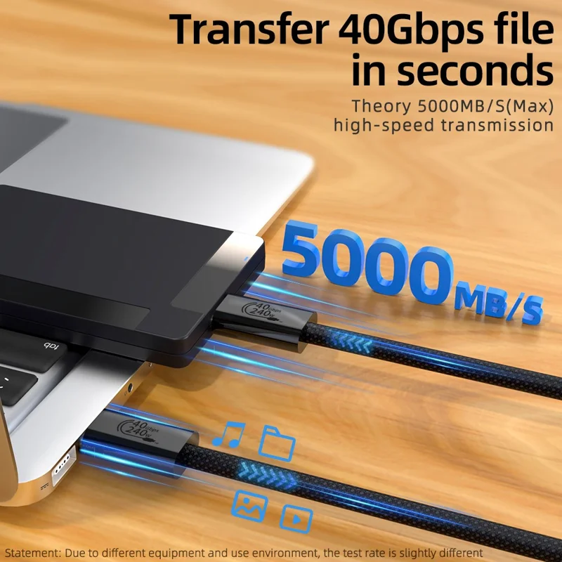 1m USB4 Type C Cable 240W PD Fast Charging 40Gbps High Speed Data Transfer Wire for Laptop / Phone