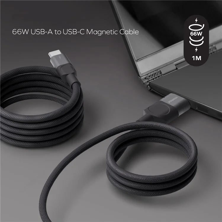 MOMAX Mag.Link 1m USB A to USB C Magnetic Nylon Braided Cord 66W Fast Charging Data Cable